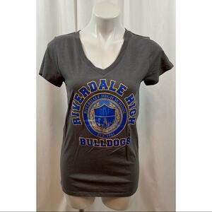 Riverdale Top T Shirt Short Sleeves Grey Tv Show V Neck